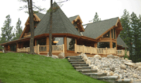 Hand Crafted Custom Log Home Frontal View
