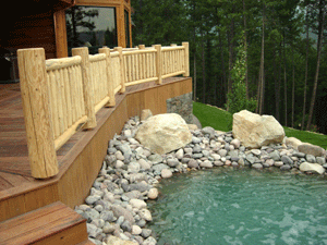 Log Home Deck and Water Feature