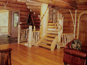 Custom Log Home Living Room